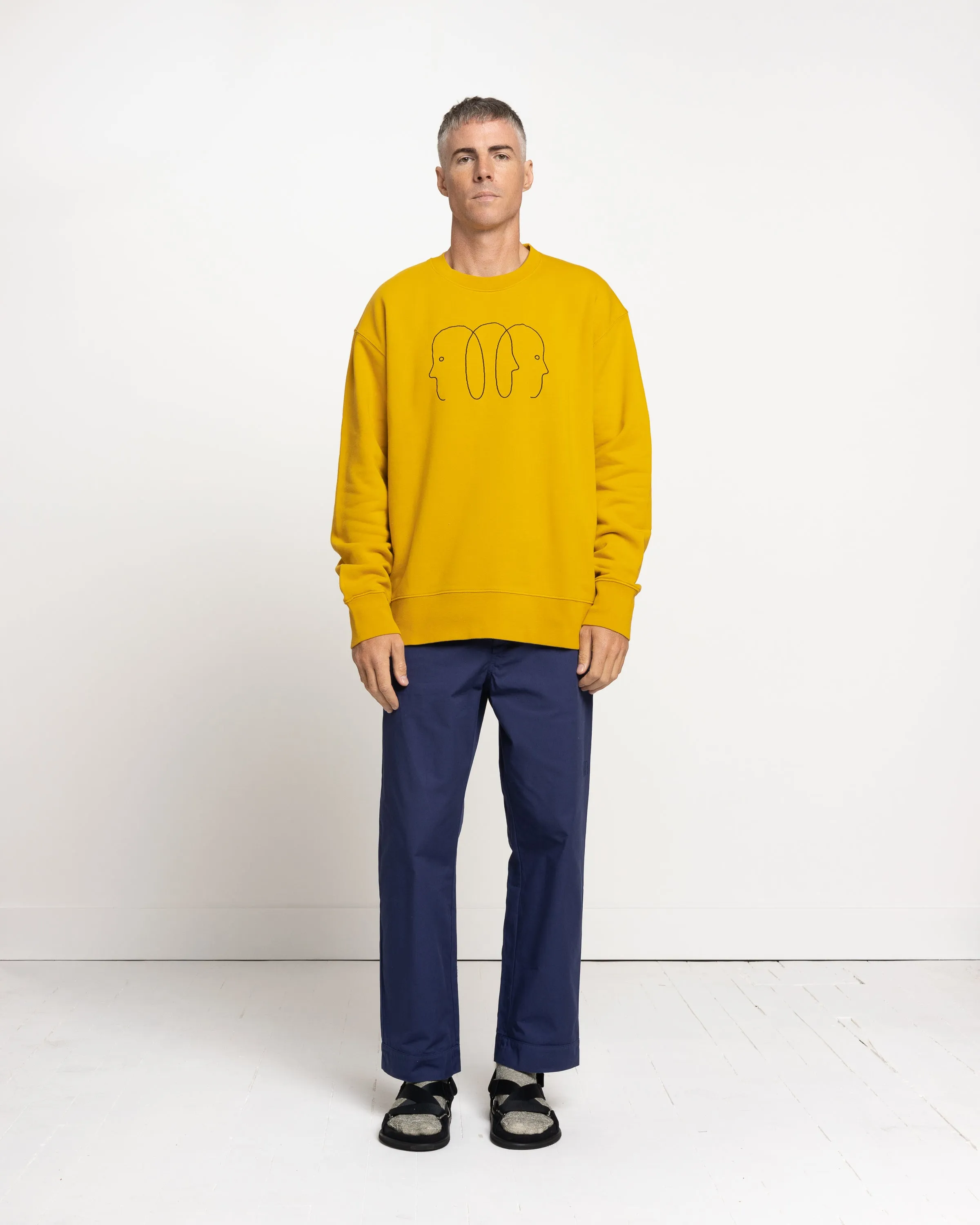 Norse Projects x GM Arne Faces Crewneck in Tumeric Yellow