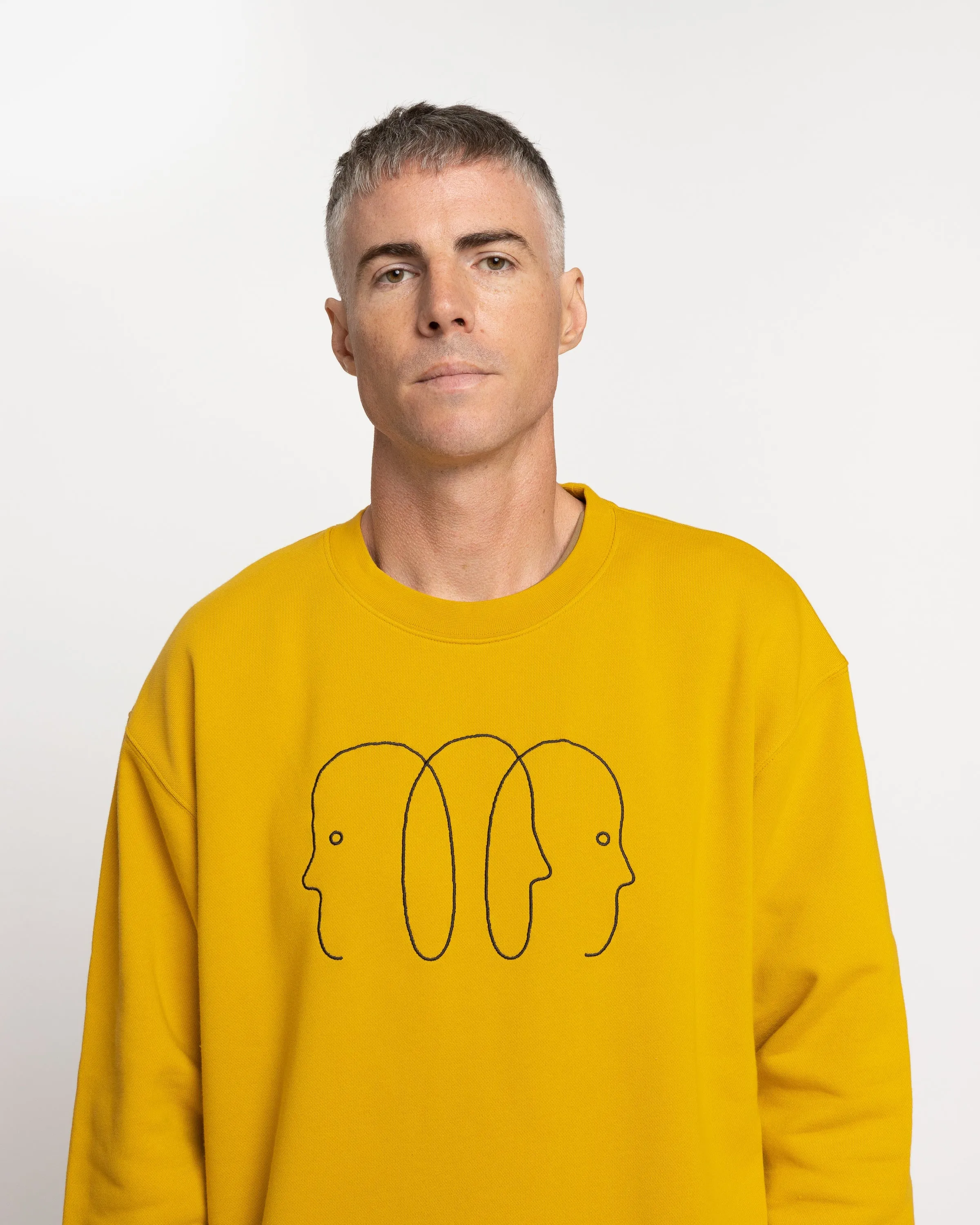 Norse Projects x GM Arne Faces Crewneck in Tumeric Yellow