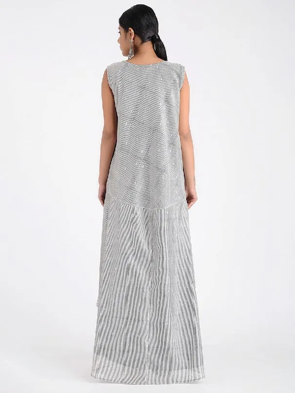 Off White Sleeveless A-Line Side Pocket Maxi Dress