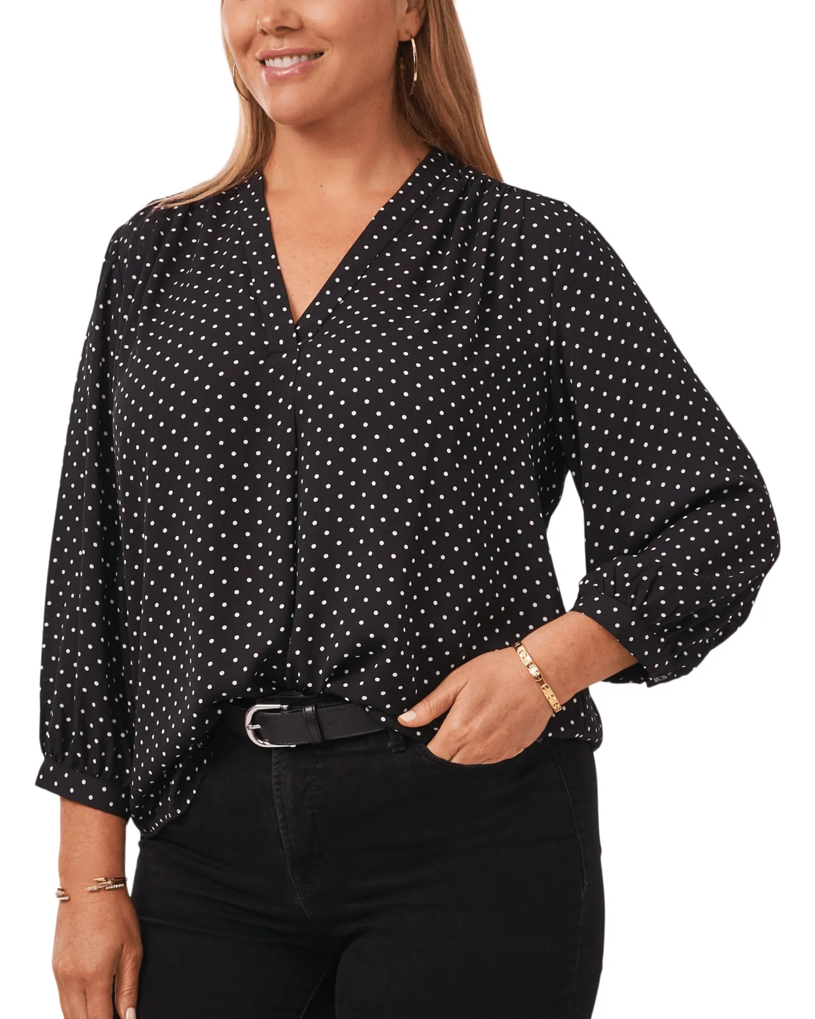 Piper Poetic Dots Blouse | RICH BLACK