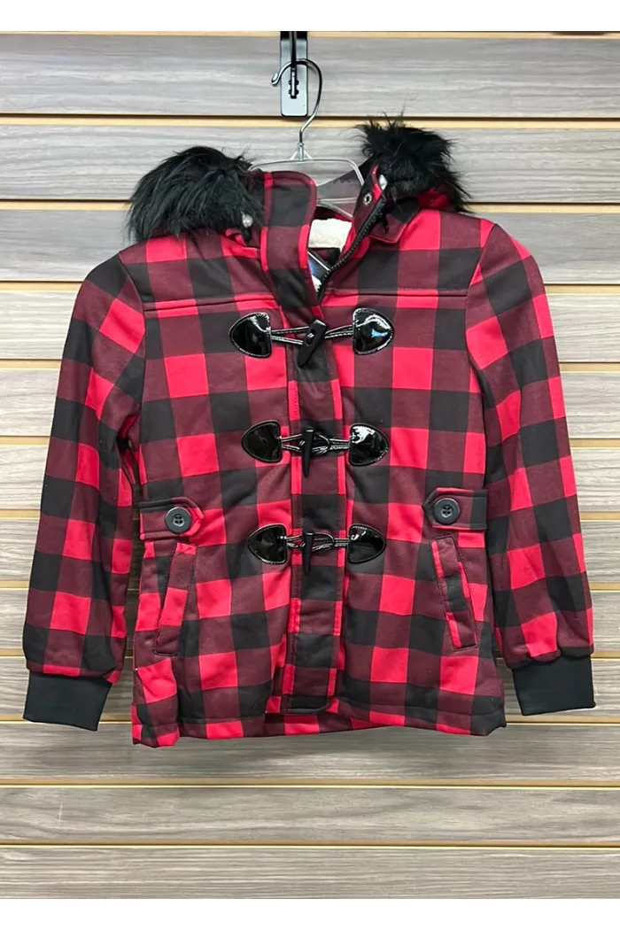 Plaid Faux Fur Hoodie