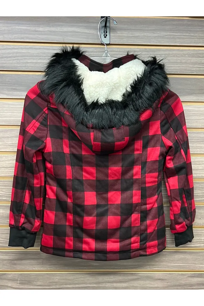 Plaid Faux Fur Hoodie