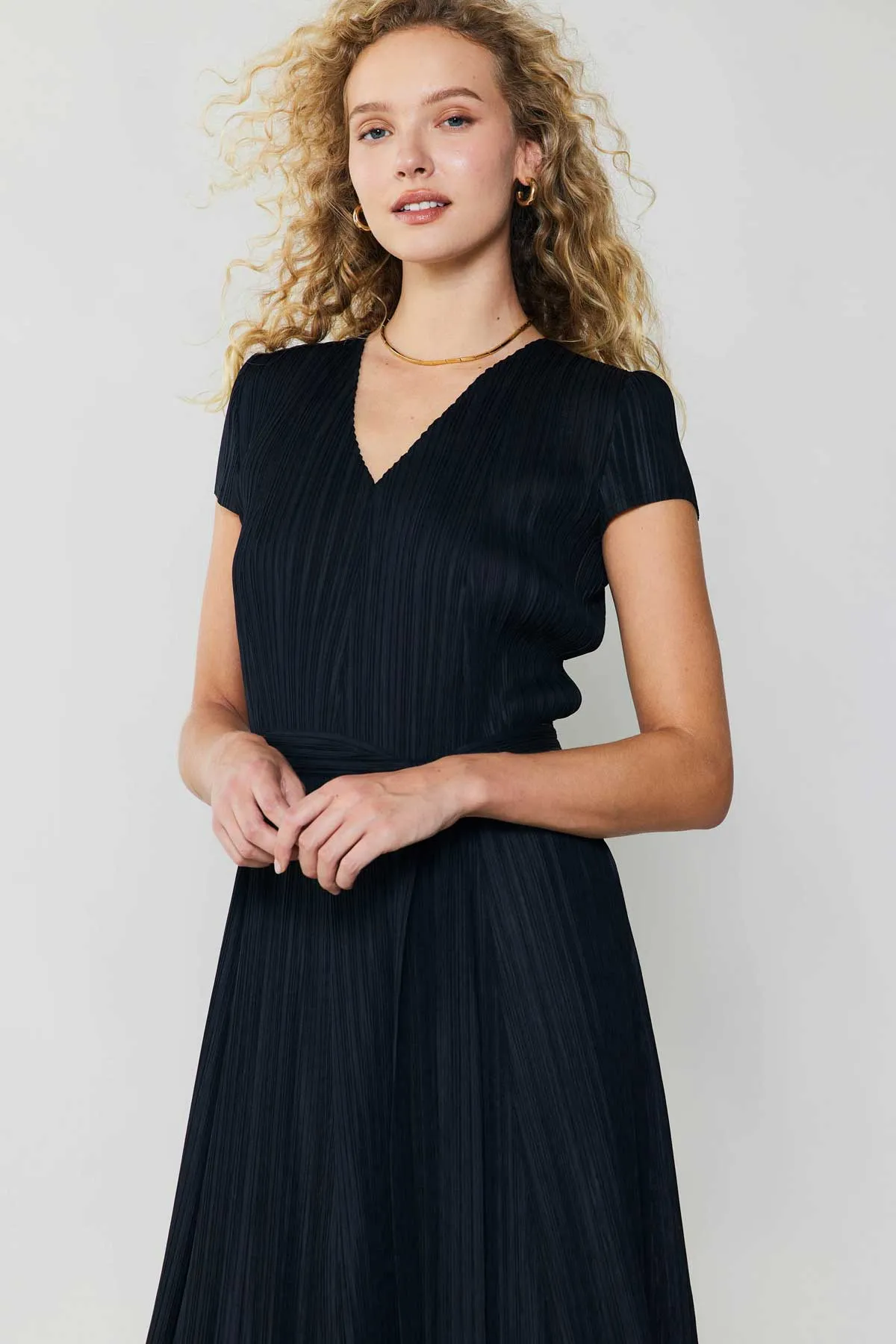 Pleated Midi Dress