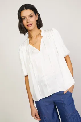 Pleated Puff Sleeve Blouse