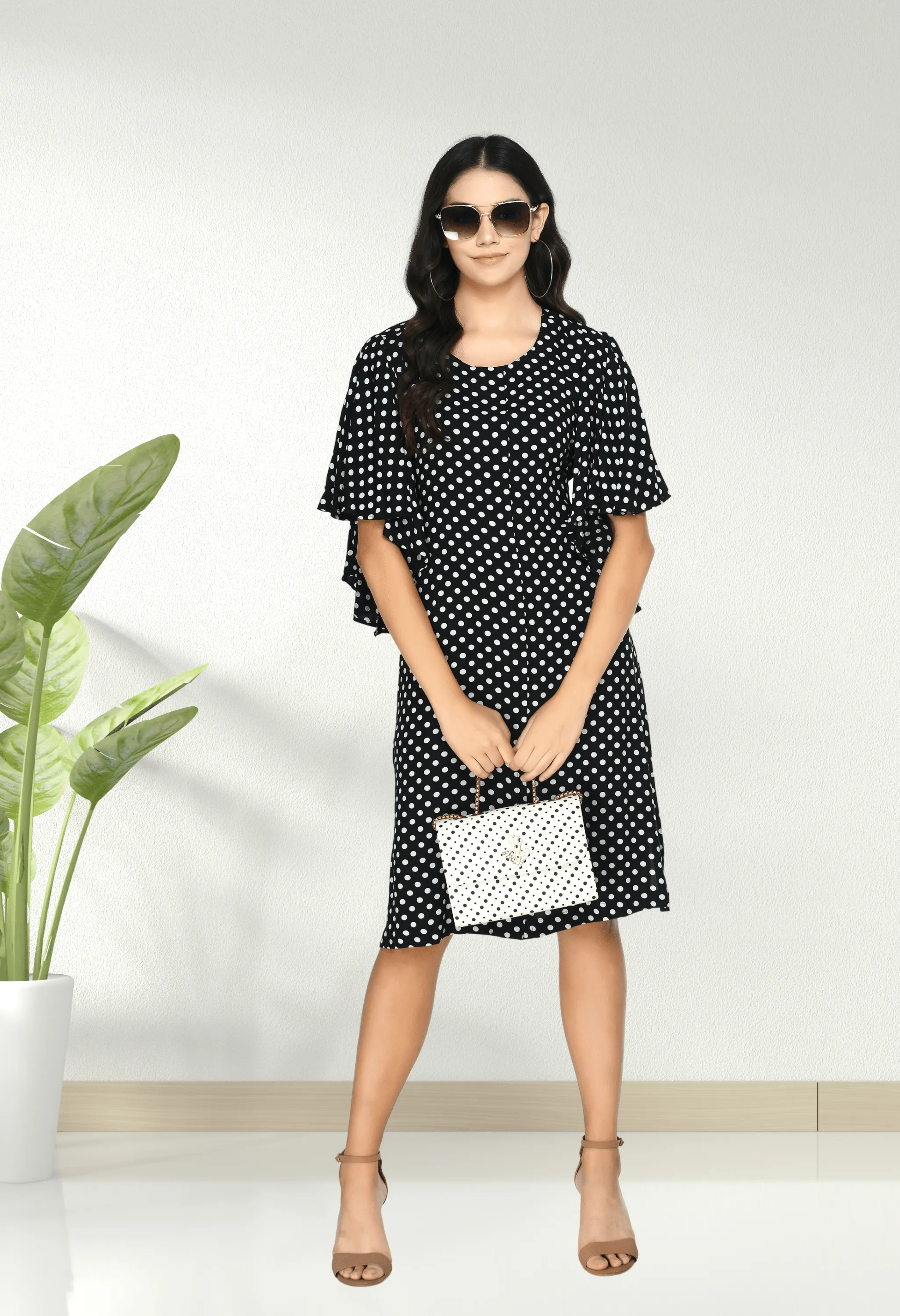 Plus Size Polka Dots A-Line Dress