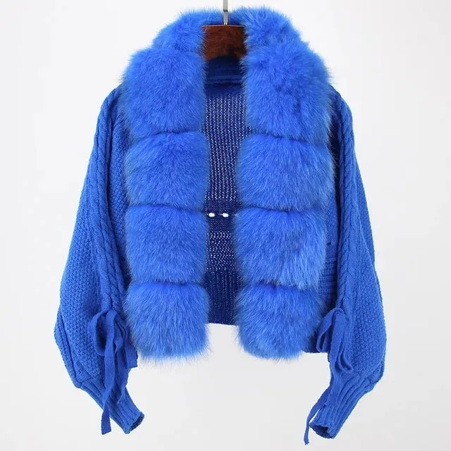 Pre Order:  Faux Fur Patchwork Knit Jacket