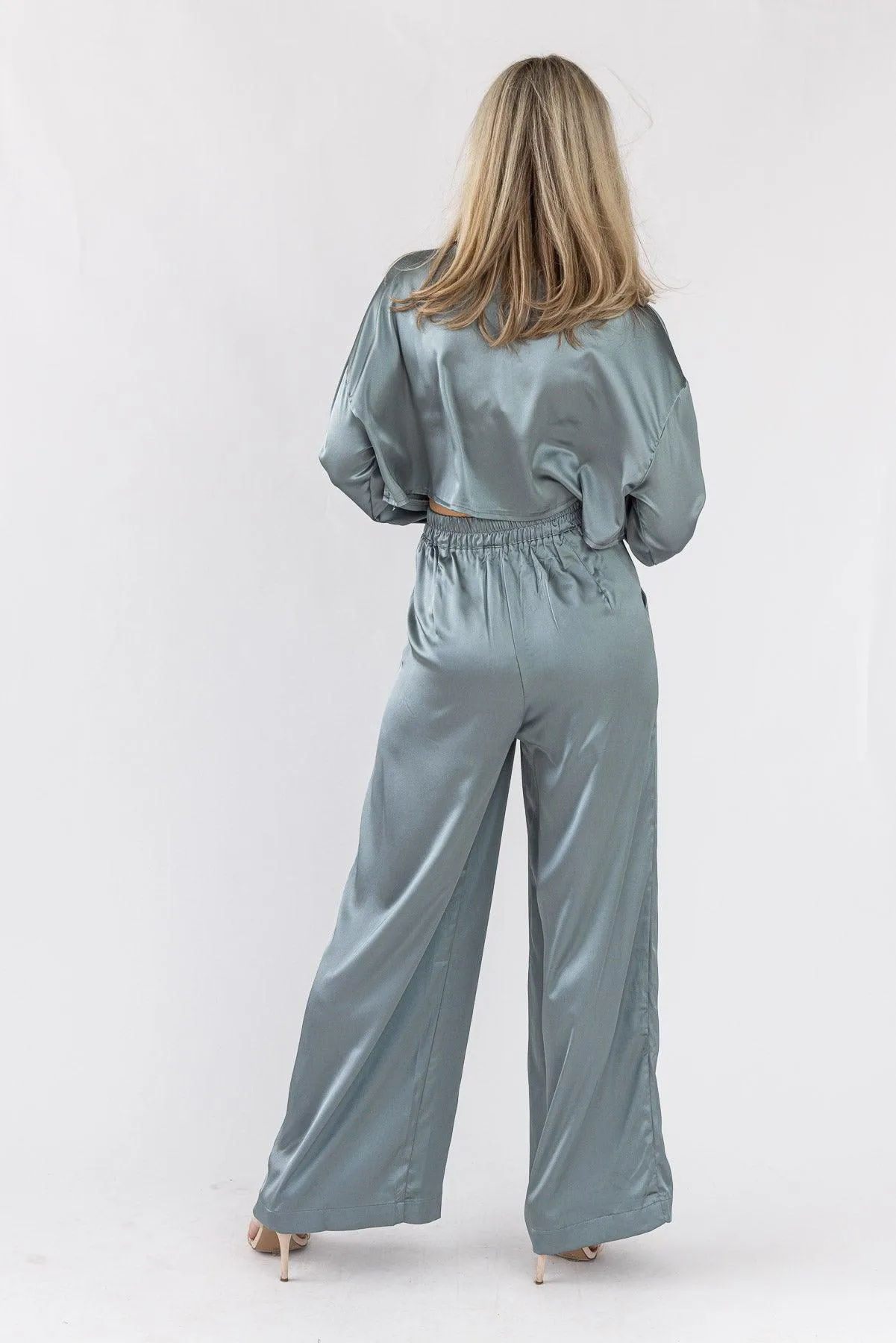 Satin Soiree Crop Top & Pant Set - Final Sale