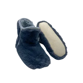 Scandinavian Trim Charcoal Faux Fur Slipper Sock Booties