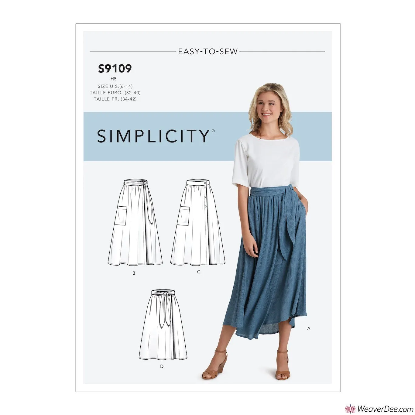 Simplicity Pattern S9109 Misses' Wrap Skirts In Various Lengths With Tie Options