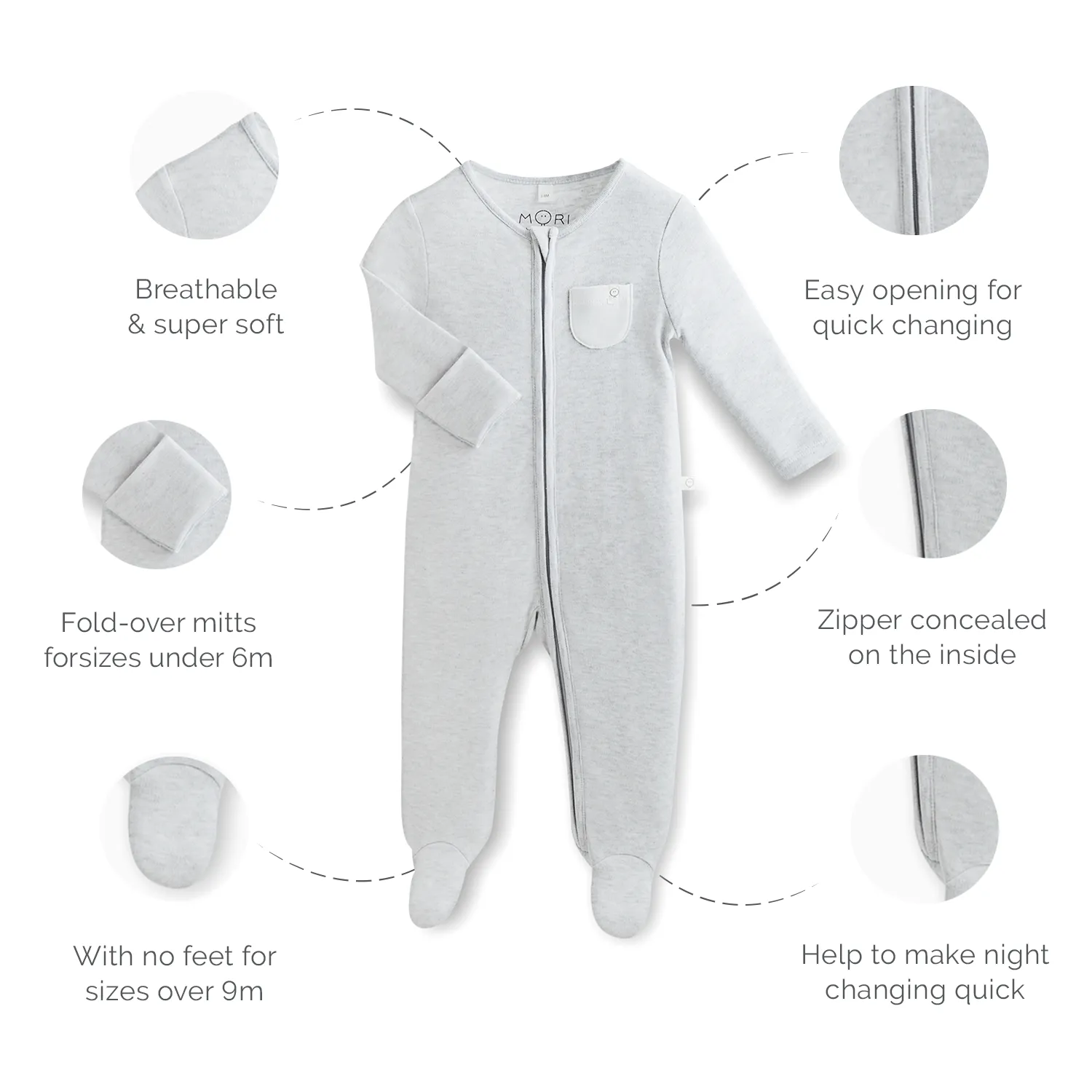 Space Zip-Up Sleepsuit 4 Pack