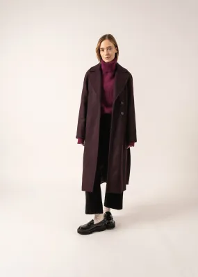 Ste Enora Classic Coat - long and belted (PRUNE FONCE)