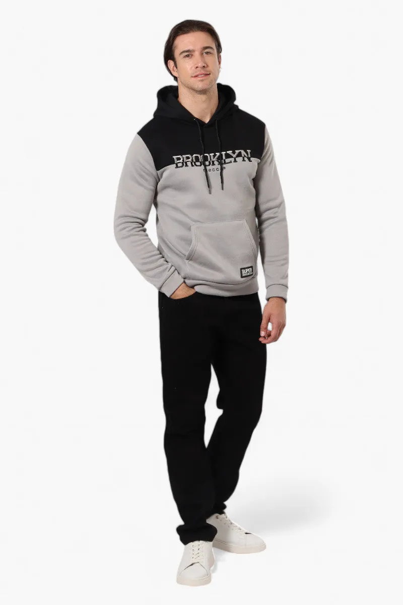 Super Triple Goose Embroidered Colour Block Hoodie - Grey