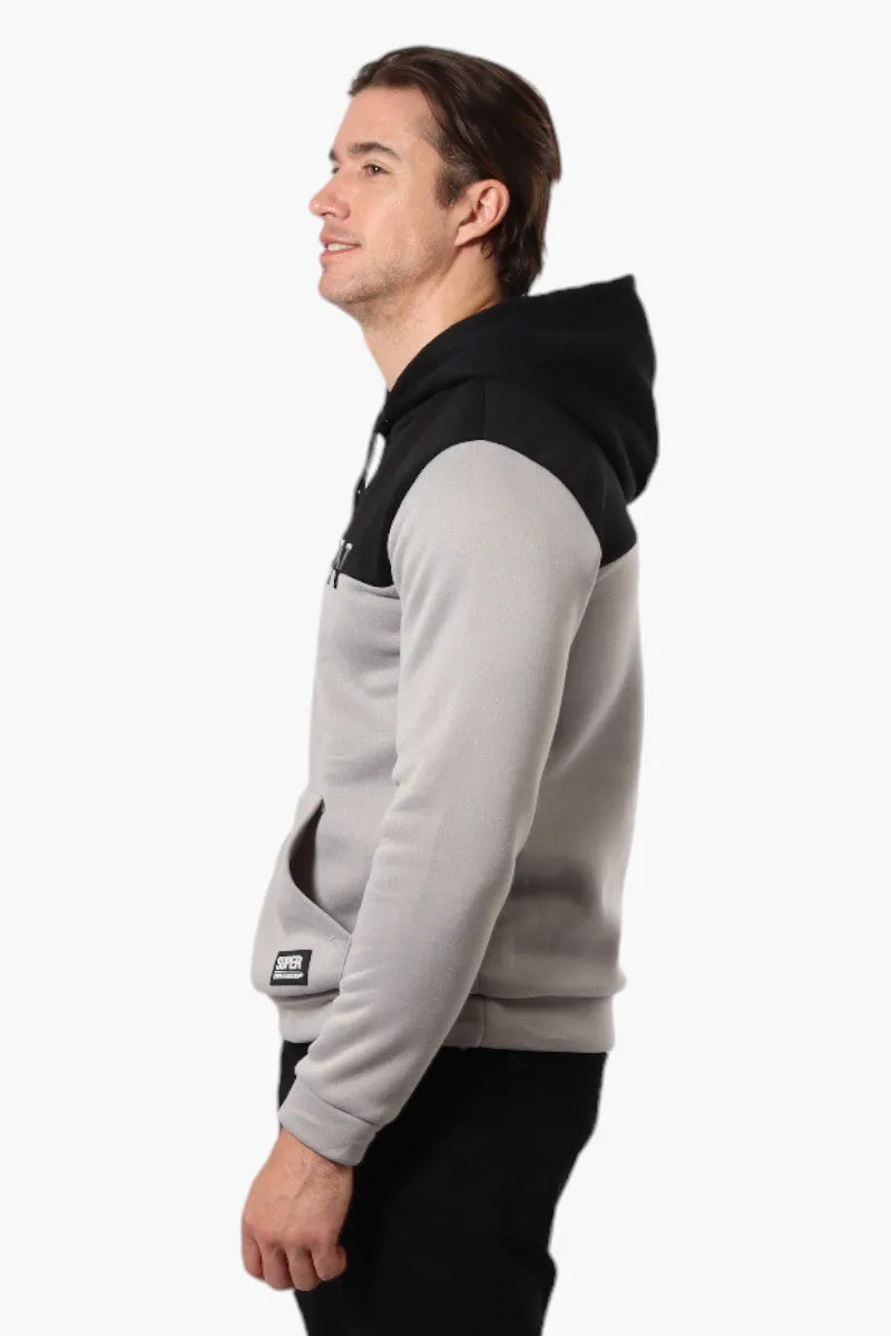 Super Triple Goose Embroidered Colour Block Hoodie - Grey