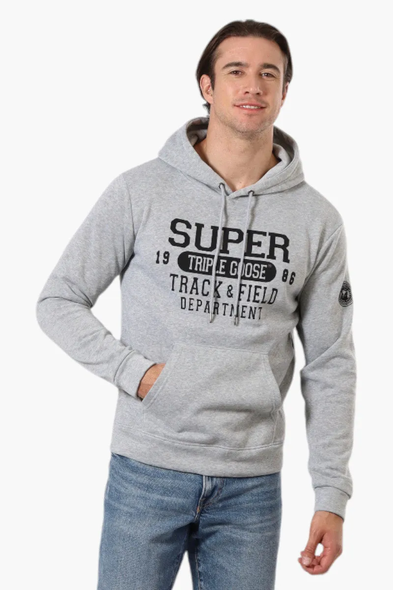 Super Triple Goose Track & Field Print Hoodie - Grey