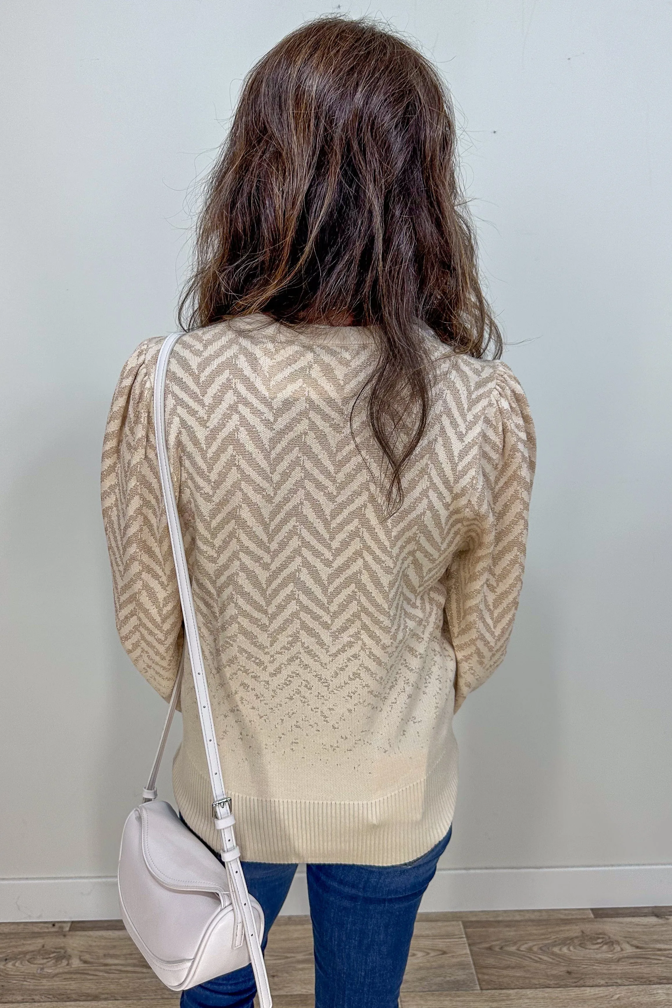 Taupe & Gold Chevron Sweater