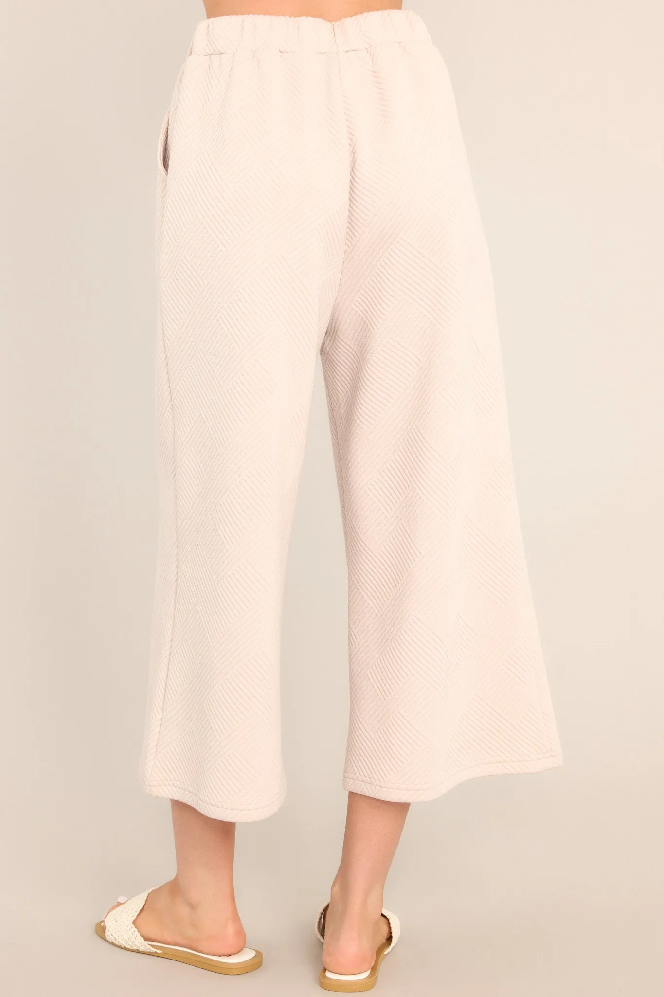 Tell Me Light Taupe Cropped Textured Pants