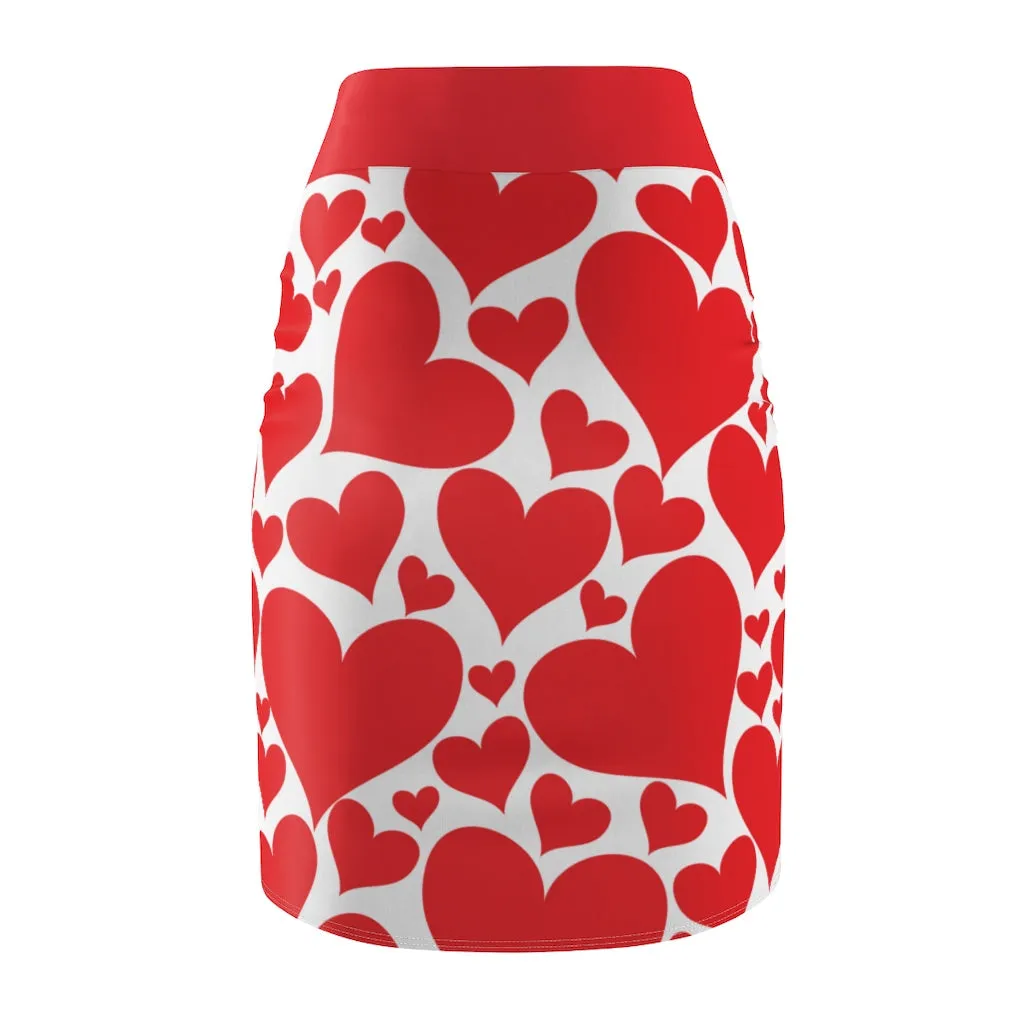 Uniquely You Womens Pencil Mini Skirt / Love Red Hearts - S867849