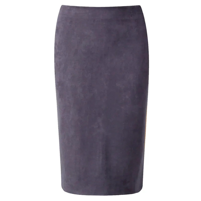 VenusFox Suede Basic Bodycon Multi Color Pencil Midi Skirt