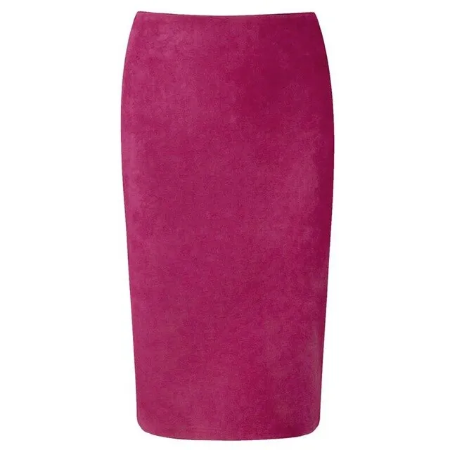 VenusFox Suede Basic Bodycon Multi Color Pencil Midi Skirt