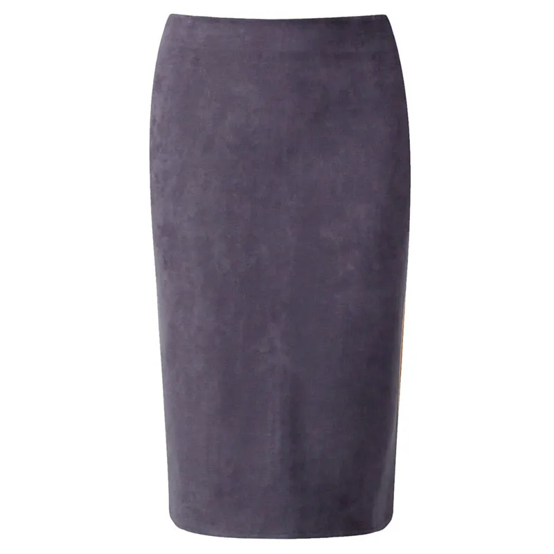 VenusFox Suede Basic Bodycon Multi Color Pencil Midi Skirt