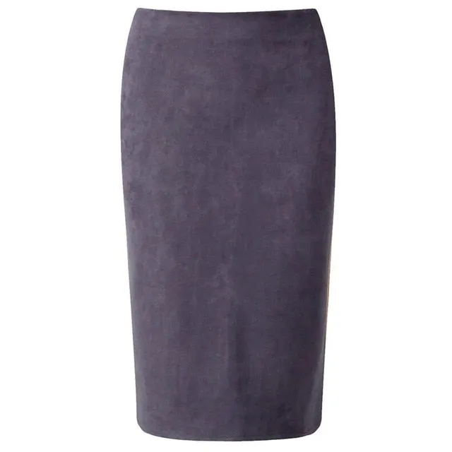 VenusFox Suede Basic Bodycon Multi Color Pencil Midi Skirt