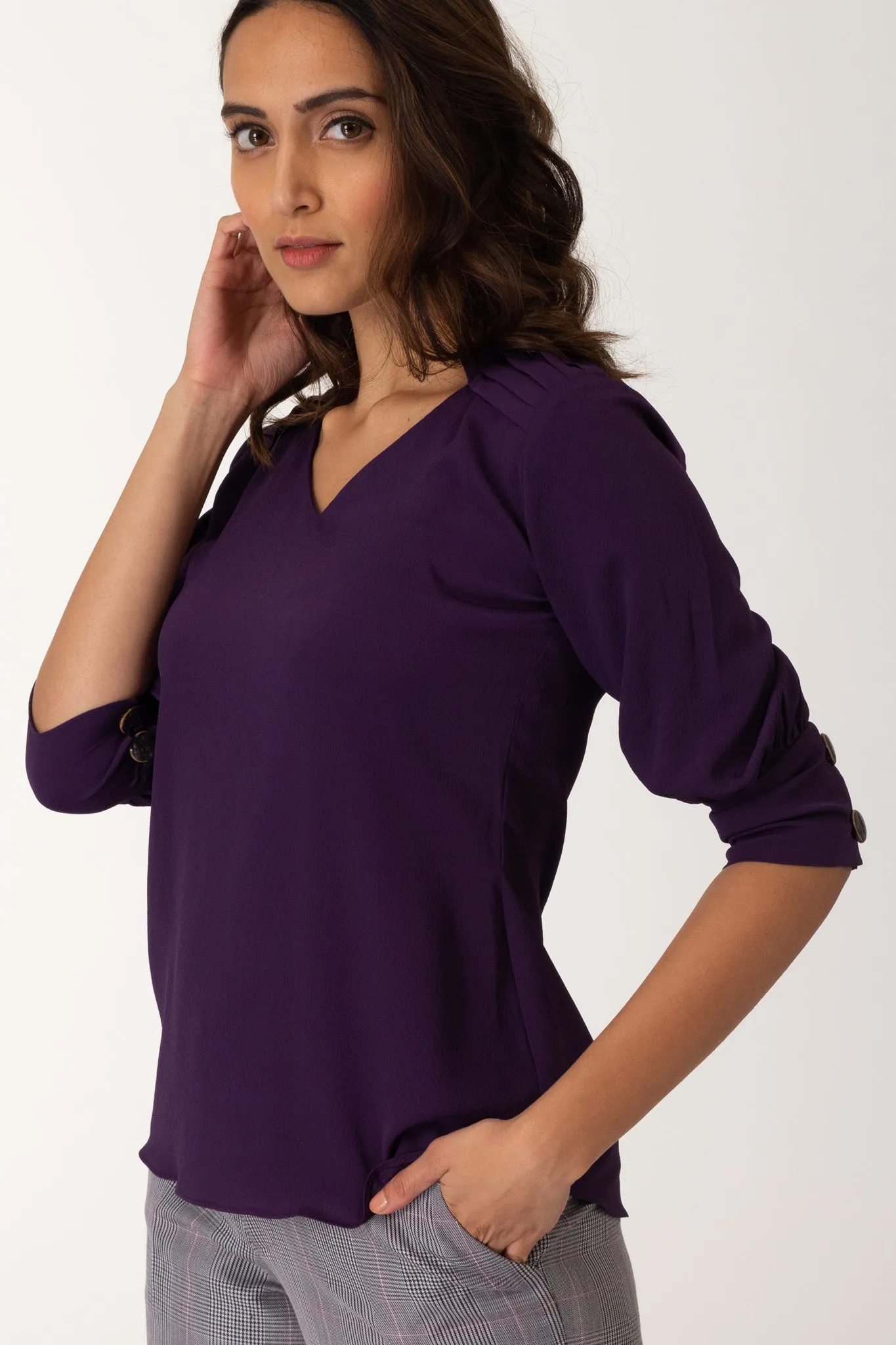 Viola Pleated Shoulder blouse