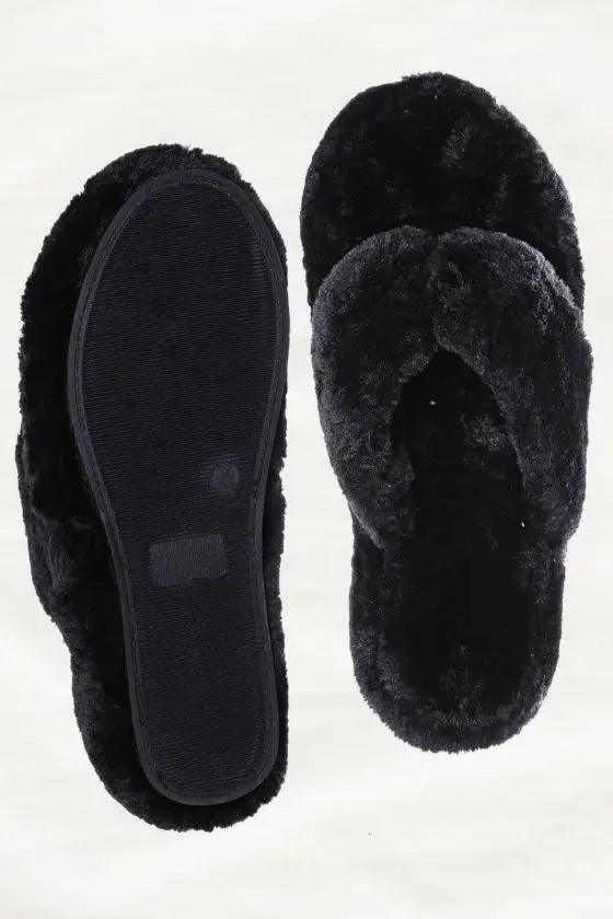 Walk on Clouds Furry Thong Slippers