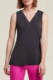 Women's Sleeveless V Neck Top/ Pleat