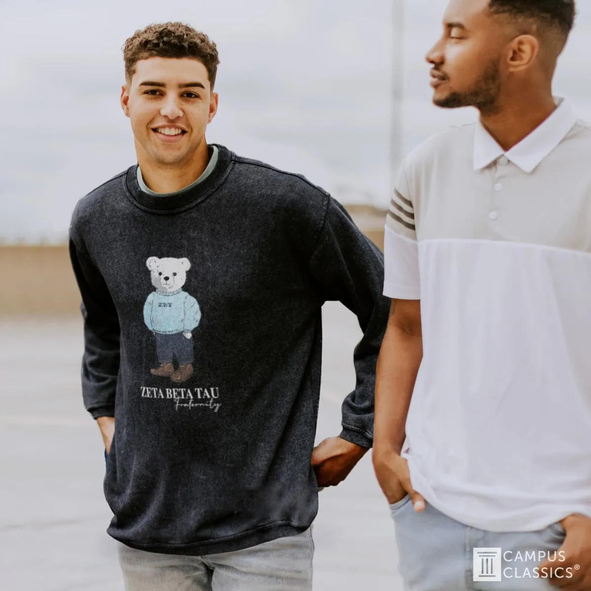 ZBT Navy Sandwash Bear Crewneck